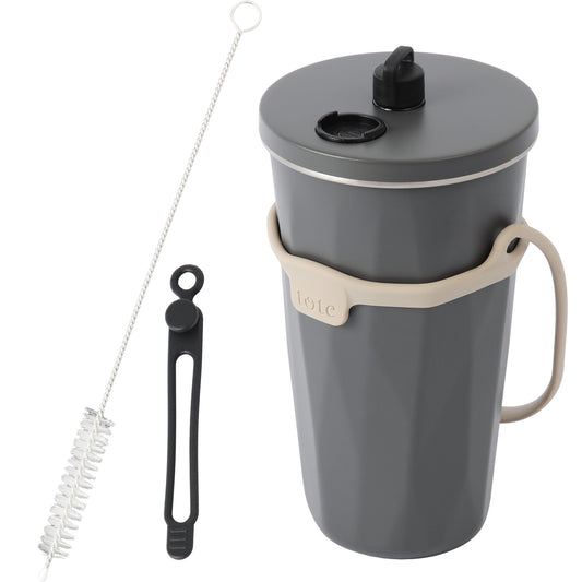Tote ストロー付 2way タンブラー570ml おまけ ストローキャップ紛失防止用シリコン ストローブラシ付き - フライパン専門店 鐵兎堂-TETTODO-