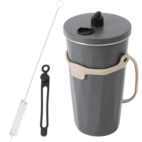 Tote ストロー付 2way タンブラー570ml おまけ ストローキャップ紛失防止用シリコン ストローブラシ付き - フライパン専門店 鐵兎堂-TETTODO-