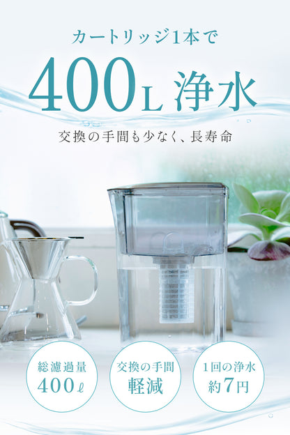 Miz-U（ミズユー） ポット型浄水器 日本製 カートリッジ1本付き