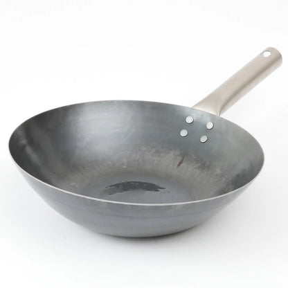 HANAKO 打出炒め鍋 山田工業所 チタンハンドル 27cm 軽量 すぐ使える あおり鍋 取っ手が熱くない 焼く 煮る 揚げる 中華鍋 フライパン日本製 シーズニング不要 05-0041-0502 ハナコ