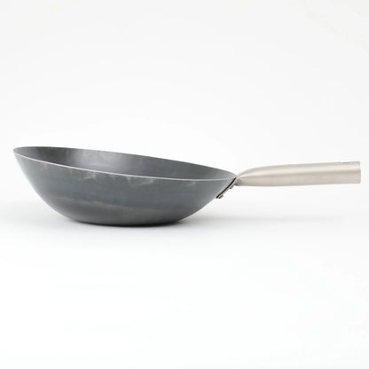 HANAKO 打出炒め鍋 山田工業所 チタンハンドル 27cm 軽量 すぐ使える あおり鍋 取っ手が熱くない 焼く 煮る 揚げる 中華鍋 フライパン日本製 シーズニング不要 05-0041-0502 ハナコ