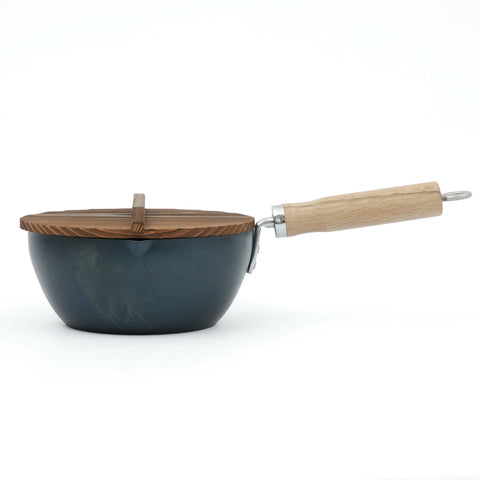 京都活具 鉄製 片手深型鍋 20cm 網付き 揚日本製 IH対応 - フライパン専門店 鐵兎堂-TETTODO-
