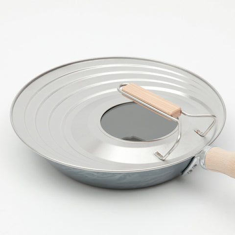 立つフライパンカバー 木製ハンドル 中身が見える 窓付き 20～26cm 24～30cm 国産 京都活具 立つ 蓋 カバー ガラス窓 ハンドル付き 日本製 リバーライト フライパン 炒め鍋 適応 - フライパン専門店 鐵兎堂-TETTODO-