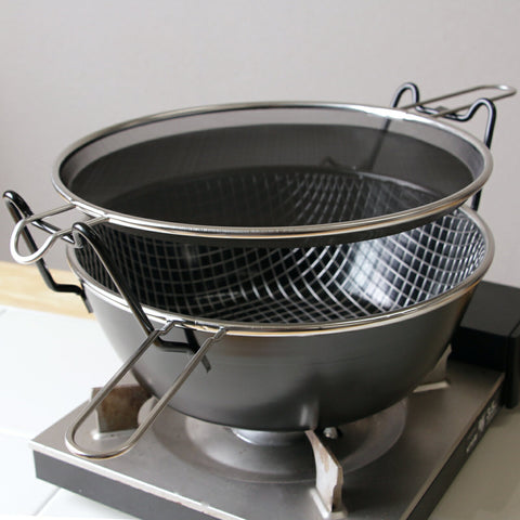 ラバーゼ 揚げ鍋 22cm 3点セット 鉄鍋 IH対応 LB-098 和平フレイズ 天ぷら鍋 la base 揚げ鍋 小さめ 油はね防止 揚げ物鍋 鉄製 日本製 xmas - フライパン専門店 鐵兎堂-TETTODO-