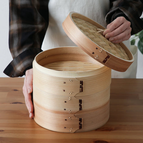 杉の中華せいろ 24cm 蓋身セット 1段 2段 3段 - フライパン専門店 鐵兎堂-TETTODO-