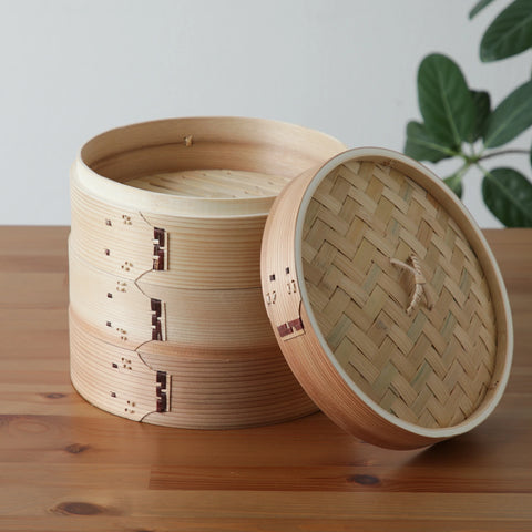 杉の中華せいろ 24cm 蓋身セット 1段 2段 3段 - フライパン専門店 鐵兎堂-TETTODO-